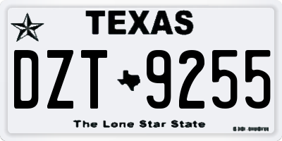 TX license plate DZT9255