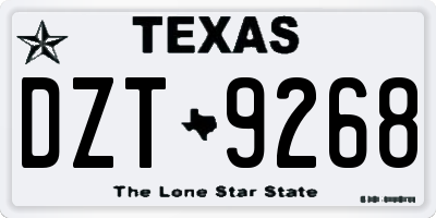 TX license plate DZT9268