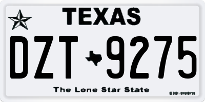 TX license plate DZT9275