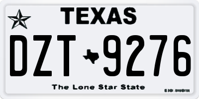 TX license plate DZT9276