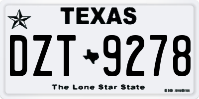 TX license plate DZT9278