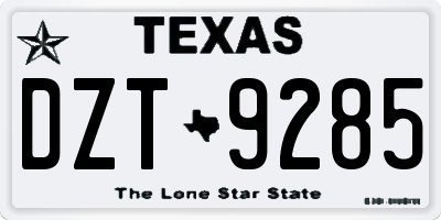 TX license plate DZT9285