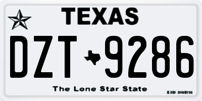 TX license plate DZT9286