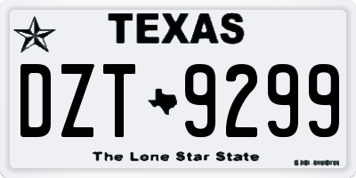 TX license plate DZT9299