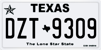 TX license plate DZT9309