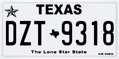 TX license plate DZT9318