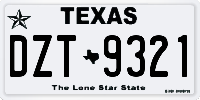 TX license plate DZT9321