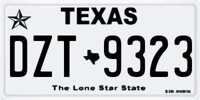 TX license plate DZT9323