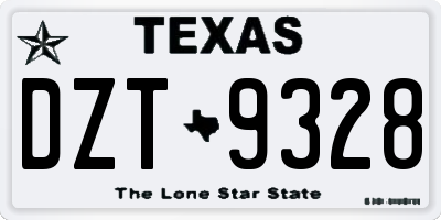 TX license plate DZT9328