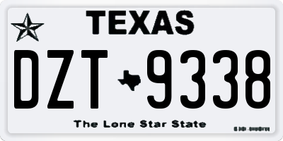 TX license plate DZT9338