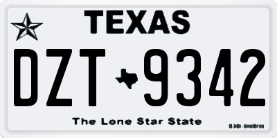 TX license plate DZT9342