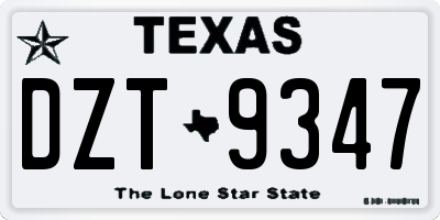 TX license plate DZT9347