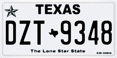 TX license plate DZT9348