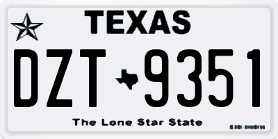 TX license plate DZT9351