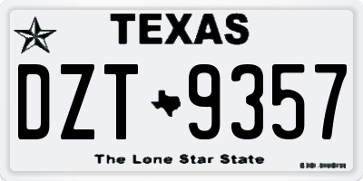 TX license plate DZT9357
