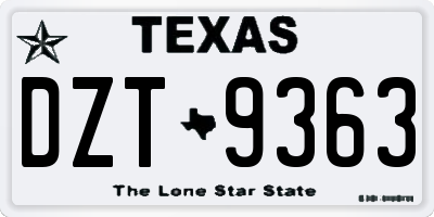 TX license plate DZT9363