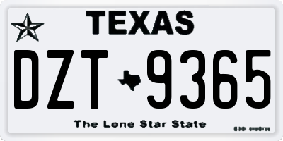 TX license plate DZT9365