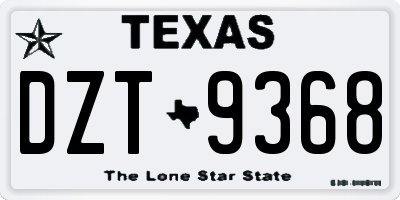 TX license plate DZT9368
