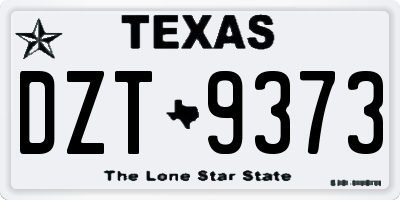 TX license plate DZT9373