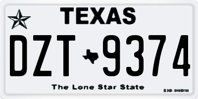 TX license plate DZT9374