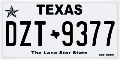 TX license plate DZT9377