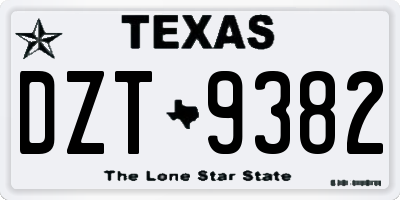 TX license plate DZT9382