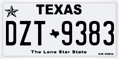 TX license plate DZT9383