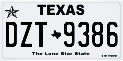TX license plate DZT9386