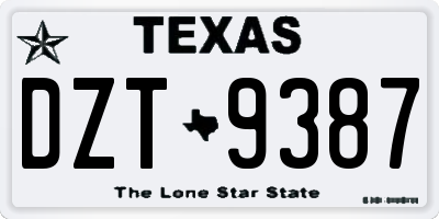 TX license plate DZT9387