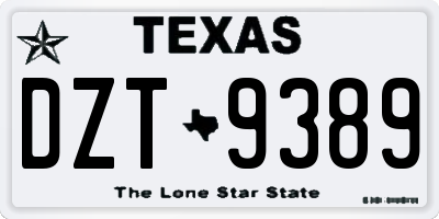 TX license plate DZT9389