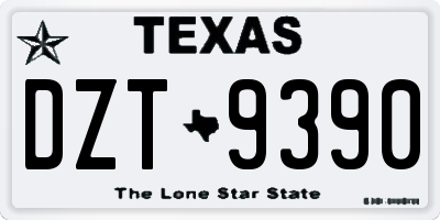 TX license plate DZT9390