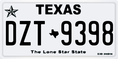 TX license plate DZT9398