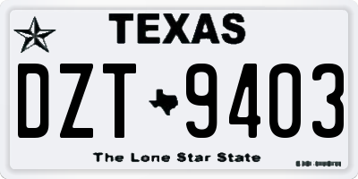 TX license plate DZT9403