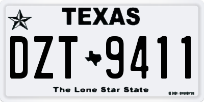TX license plate DZT9411