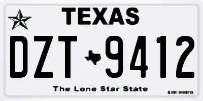 TX license plate DZT9412