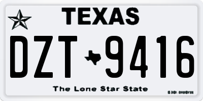 TX license plate DZT9416