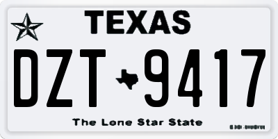 TX license plate DZT9417