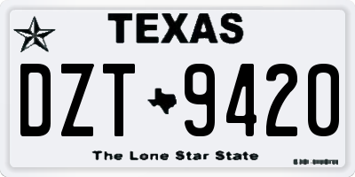 TX license plate DZT9420