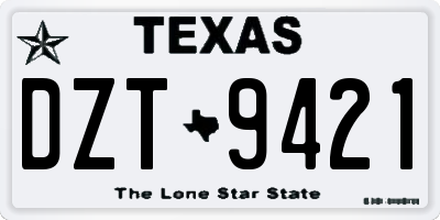 TX license plate DZT9421