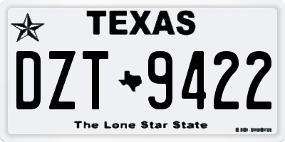 TX license plate DZT9422