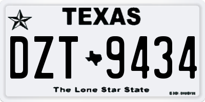 TX license plate DZT9434
