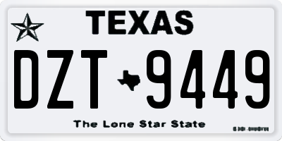 TX license plate DZT9449