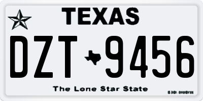 TX license plate DZT9456