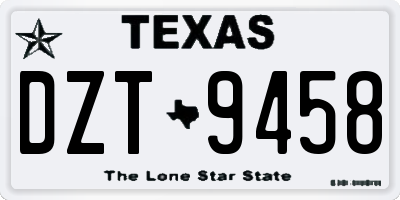 TX license plate DZT9458