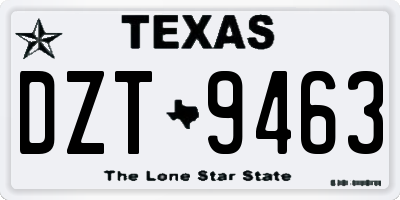 TX license plate DZT9463