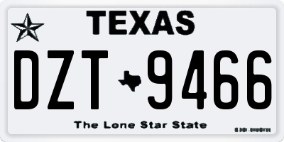 TX license plate DZT9466