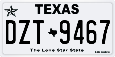 TX license plate DZT9467