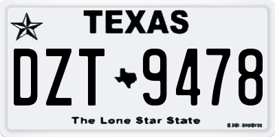 TX license plate DZT9478