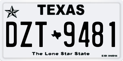 TX license plate DZT9481