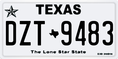 TX license plate DZT9483
